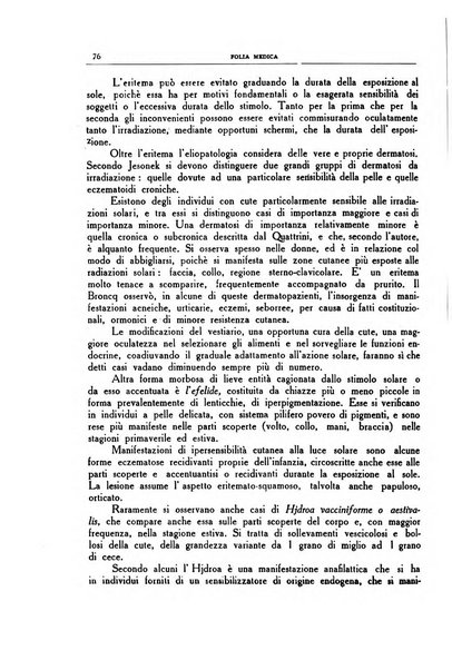 Folia medica periodico trimensile di patologia e clinica medica