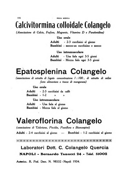 Folia medica periodico trimensile di patologia e clinica medica