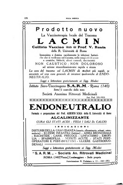 Folia medica periodico trimensile di patologia e clinica medica