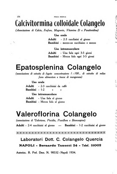 Folia medica periodico trimensile di patologia e clinica medica