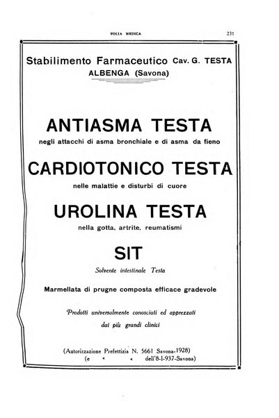 Folia medica periodico trimensile di patologia e clinica medica