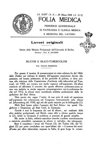 Folia medica periodico trimensile di patologia e clinica medica