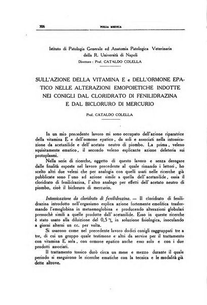 Folia medica periodico trimensile di patologia e clinica medica