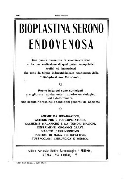 Folia medica periodico trimensile di patologia e clinica medica