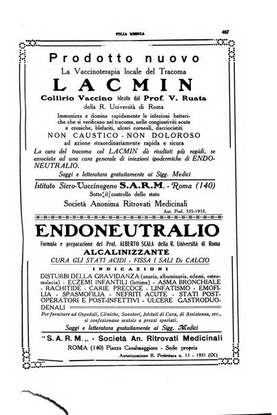 Folia medica periodico trimensile di patologia e clinica medica