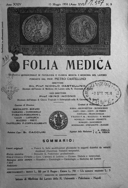 Folia medica periodico trimensile di patologia e clinica medica