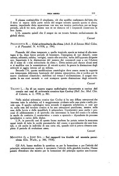 Folia medica periodico trimensile di patologia e clinica medica