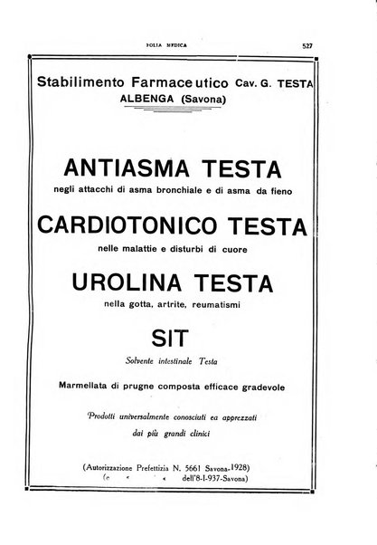 Folia medica periodico trimensile di patologia e clinica medica