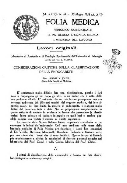 Folia medica periodico trimensile di patologia e clinica medica