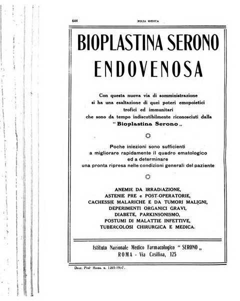 Folia medica periodico trimensile di patologia e clinica medica