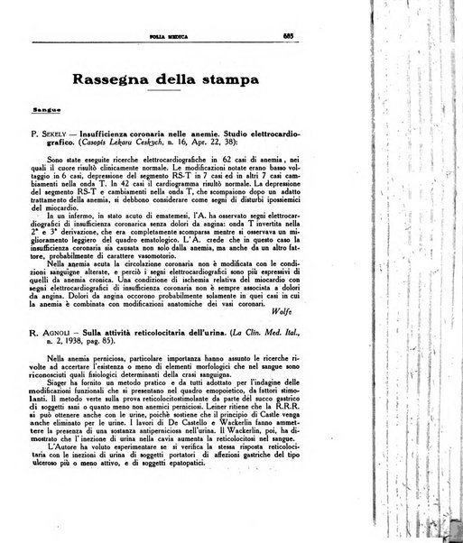 Folia medica periodico trimensile di patologia e clinica medica