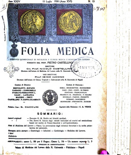 Folia medica periodico trimensile di patologia e clinica medica