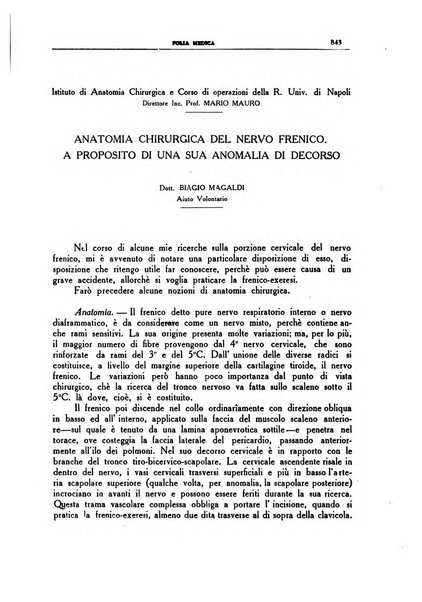 Folia medica periodico trimensile di patologia e clinica medica