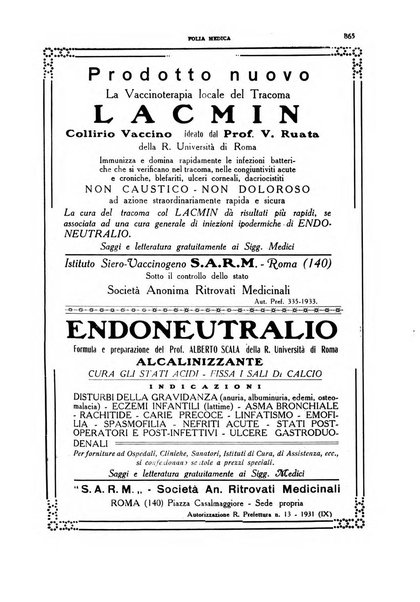 Folia medica periodico trimensile di patologia e clinica medica