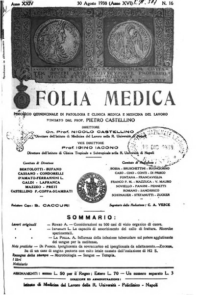 Folia medica periodico trimensile di patologia e clinica medica