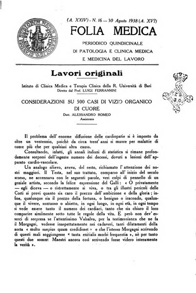 Folia medica periodico trimensile di patologia e clinica medica