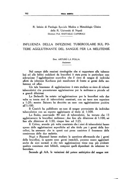 Folia medica periodico trimensile di patologia e clinica medica