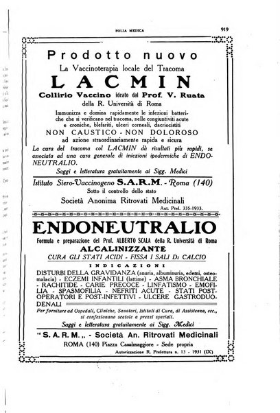 Folia medica periodico trimensile di patologia e clinica medica