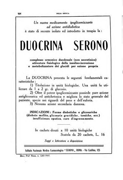 Folia medica periodico trimensile di patologia e clinica medica