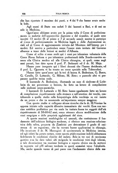 Folia medica periodico trimensile di patologia e clinica medica