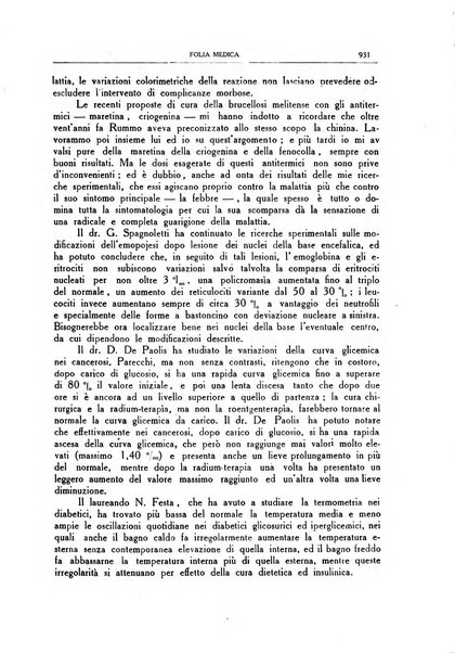 Folia medica periodico trimensile di patologia e clinica medica