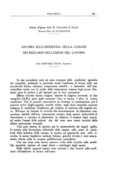 Folia medica periodico trimensile di patologia e clinica medica