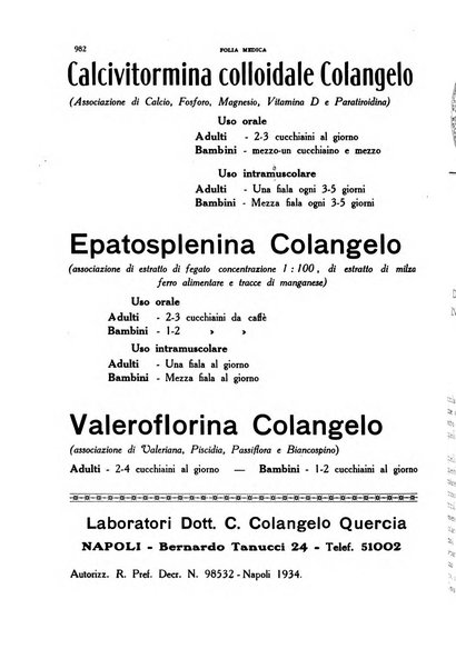 Folia medica periodico trimensile di patologia e clinica medica