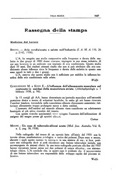 Folia medica periodico trimensile di patologia e clinica medica