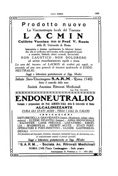 Folia medica periodico trimensile di patologia e clinica medica