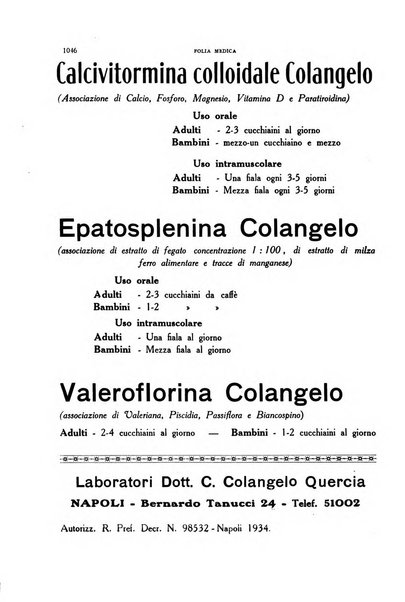 Folia medica periodico trimensile di patologia e clinica medica