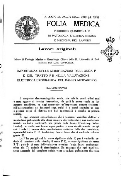 Folia medica periodico trimensile di patologia e clinica medica