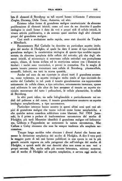 Folia medica periodico trimensile di patologia e clinica medica