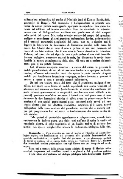 Folia medica periodico trimensile di patologia e clinica medica