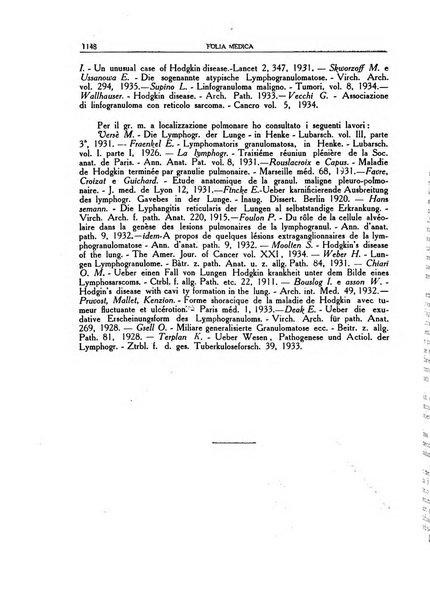 Folia medica periodico trimensile di patologia e clinica medica