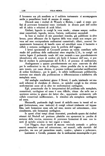 Folia medica periodico trimensile di patologia e clinica medica