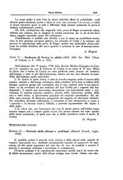 Folia medica periodico trimensile di patologia e clinica medica