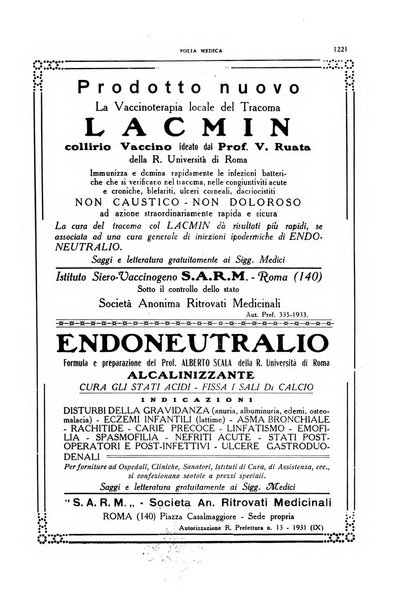 Folia medica periodico trimensile di patologia e clinica medica