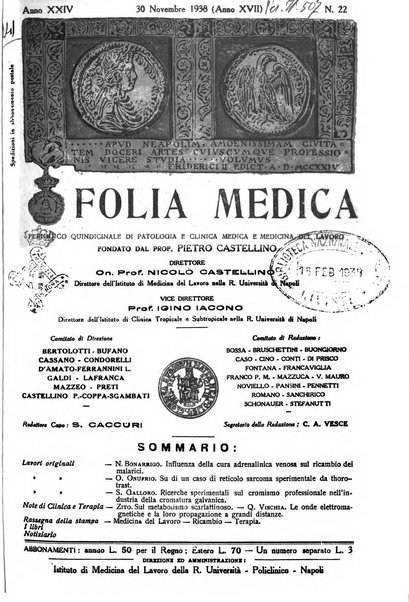 Folia medica periodico trimensile di patologia e clinica medica