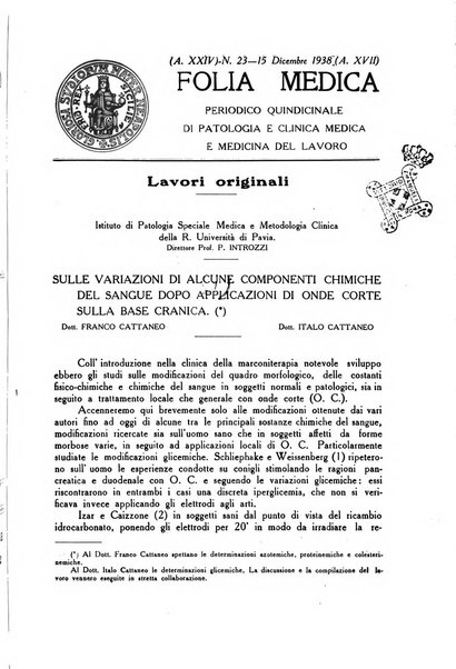 Folia medica periodico trimensile di patologia e clinica medica