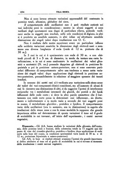 Folia medica periodico trimensile di patologia e clinica medica