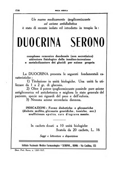 Folia medica periodico trimensile di patologia e clinica medica