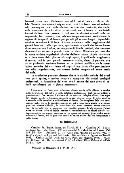 Folia medica periodico trimensile di patologia e clinica medica