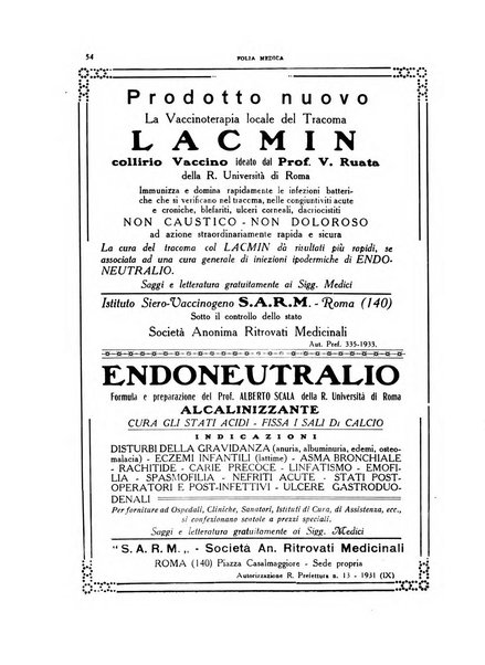 Folia medica periodico trimensile di patologia e clinica medica