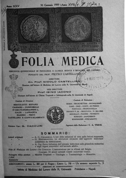 Folia medica periodico trimensile di patologia e clinica medica