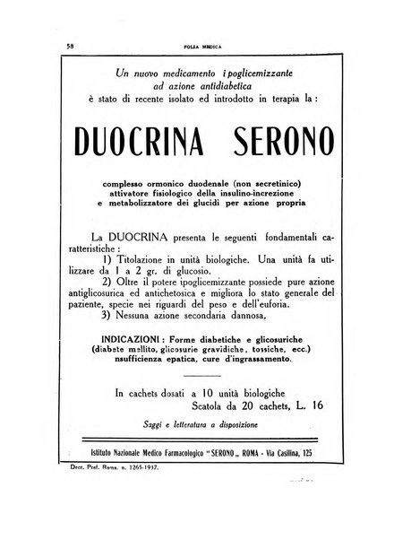 Folia medica periodico trimensile di patologia e clinica medica