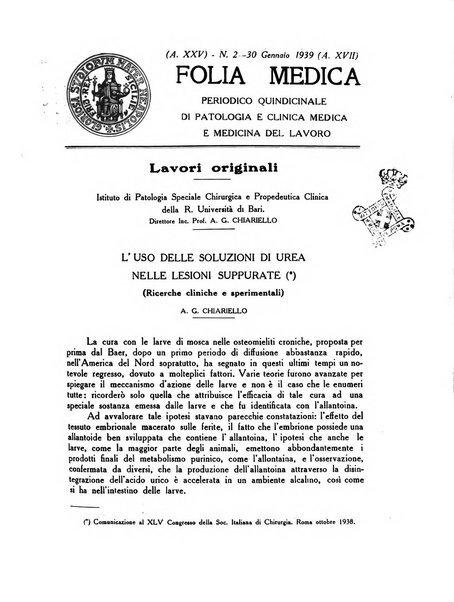 Folia medica periodico trimensile di patologia e clinica medica