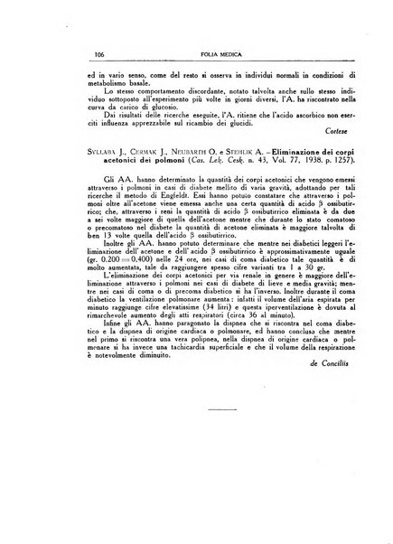 Folia medica periodico trimensile di patologia e clinica medica