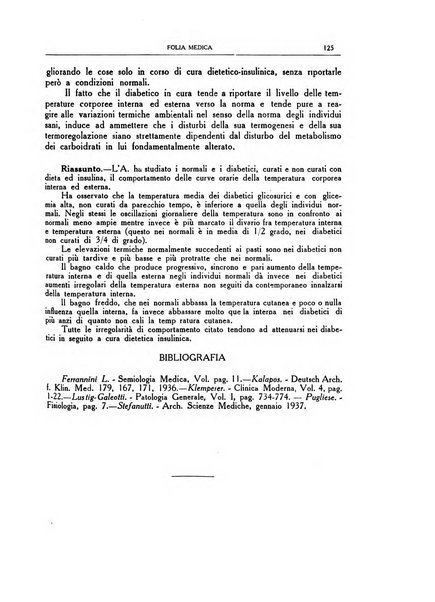 Folia medica periodico trimensile di patologia e clinica medica