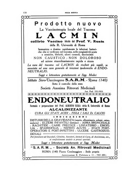 Folia medica periodico trimensile di patologia e clinica medica