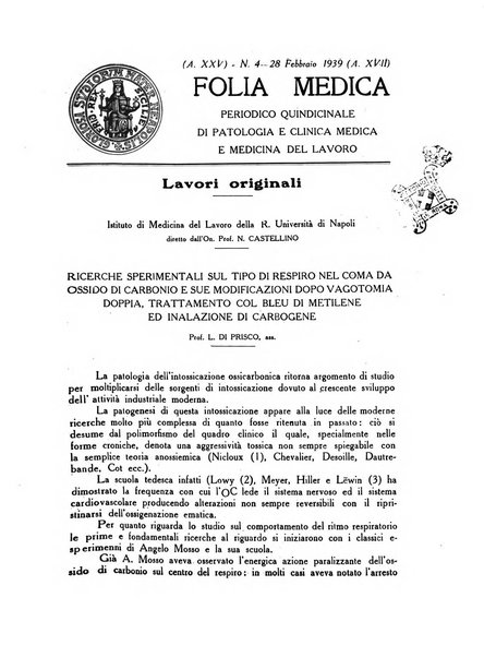 Folia medica periodico trimensile di patologia e clinica medica